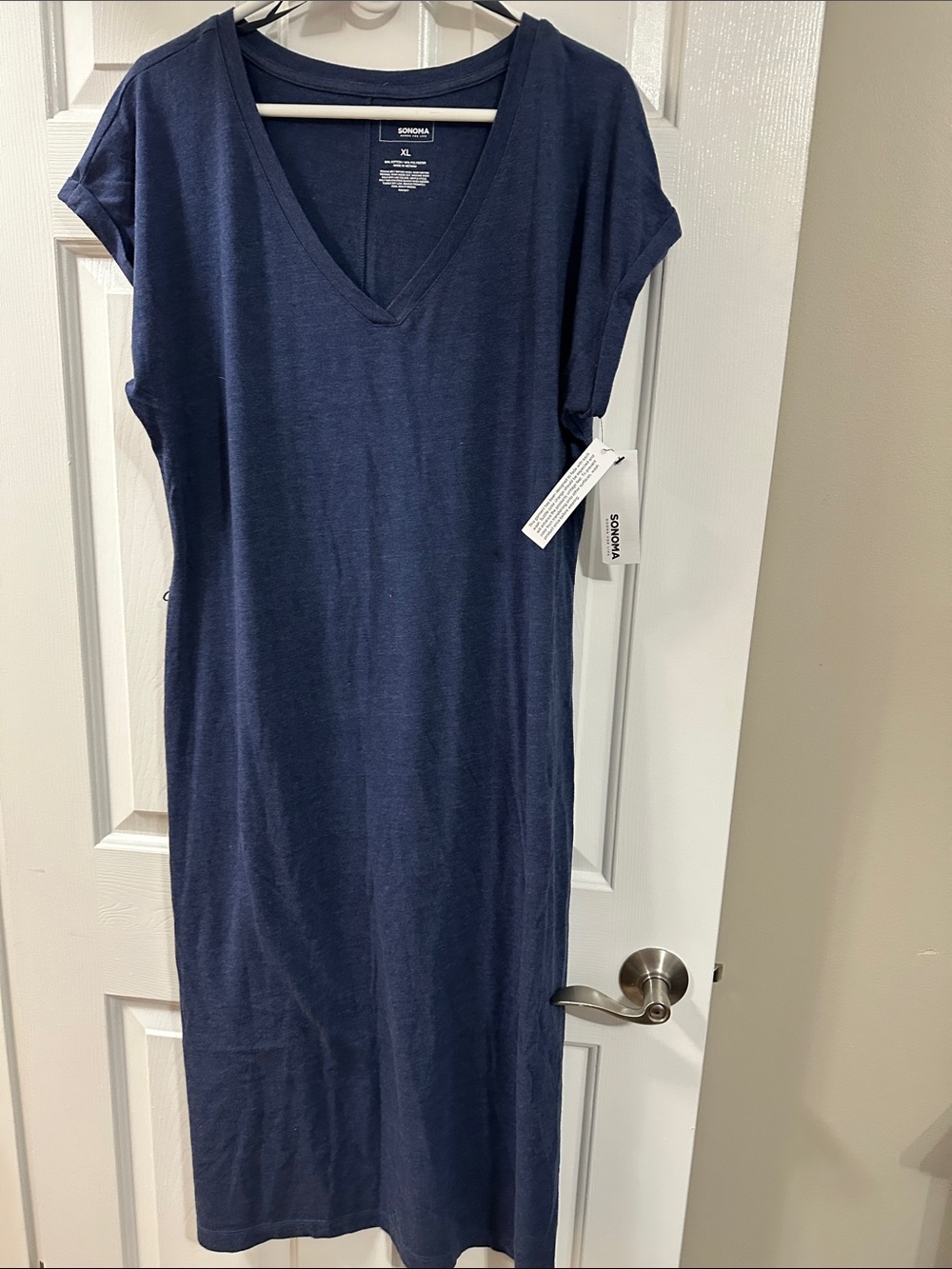 Sonoma Deep Navy V-Neck Midi Tee Dress
